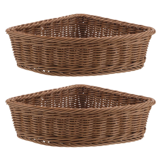 DOITOOL 2pcs Triangle Corner Storage Baskets Plastic Rotating Base, Small Triangle Shelf Organizers