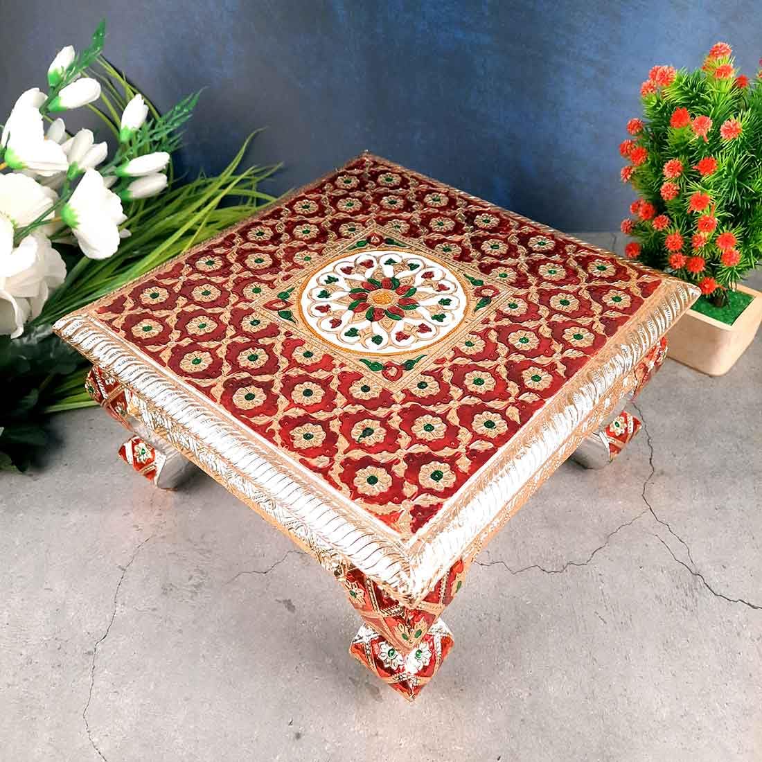 Pooja Chowki Bajot - for Diwali Pooja, Festivals, Ceremonies & Home Decoration -12 inch (Pack of 1)