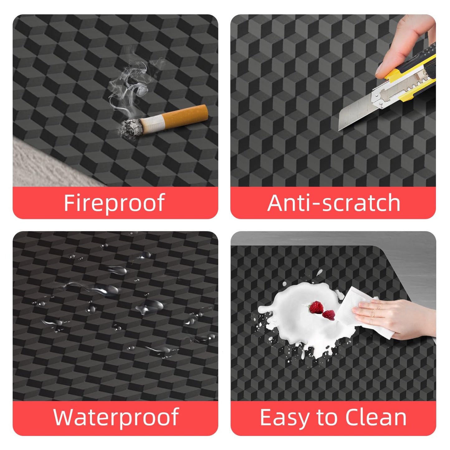 AiBOB Gaming Chair Mat for Hardwood Floors - 48"x36" Office Chair Mat for Hard and Tile Floor | Anti-Slip Protector Mat | Computer Desk Floor Mat for Rolling Chairs, Not for Carpet