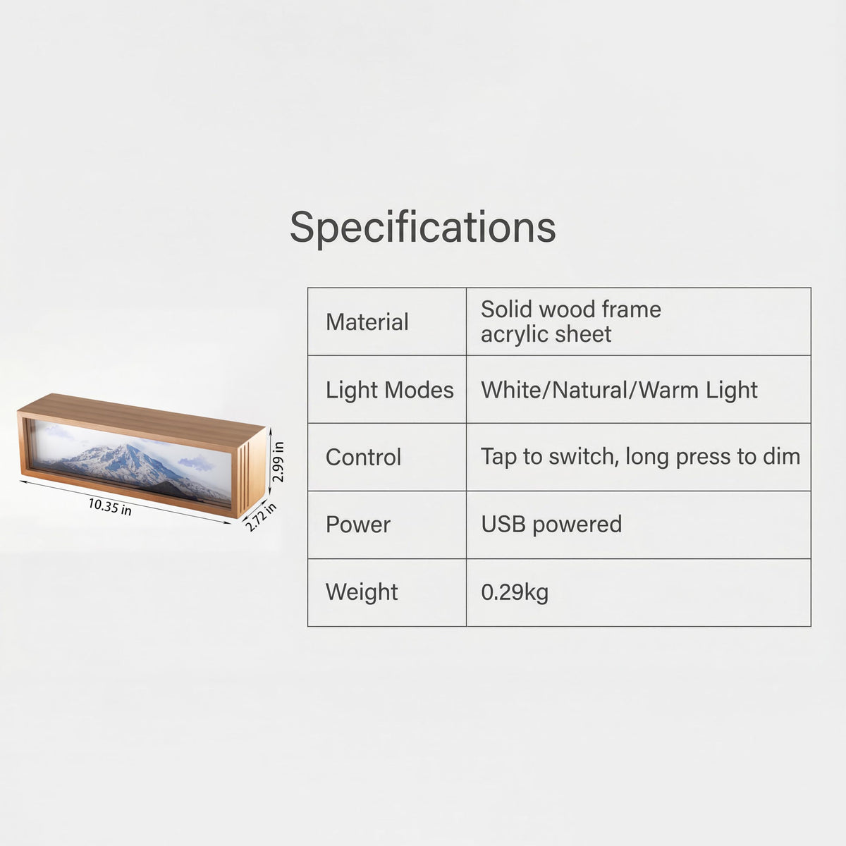 Homsewit Snowy Mount Rainie Led Light Box 3 Layers of Acrylic Light Box - Handmade Table Lamp for Room Decor - National Park Travel Signs Travel Gift