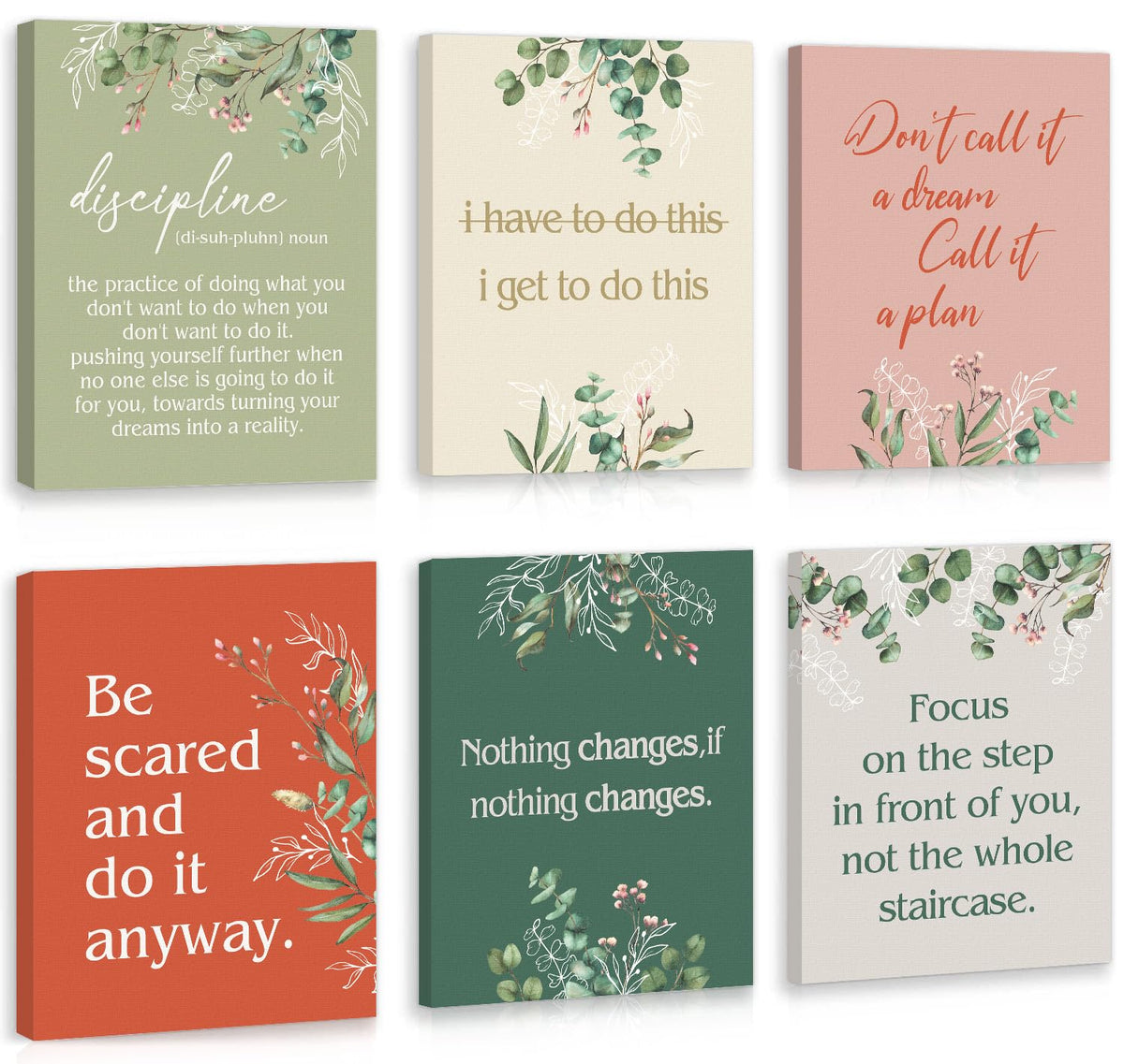 HPNIUB Office Motivational Wall Art, Teamwork Inspirational Quotes Wall Decor, Set Of 6 Piece (8x10inch,Framed) Positive Posters Decoration Success Sign for Workplace Gym Home Classroom