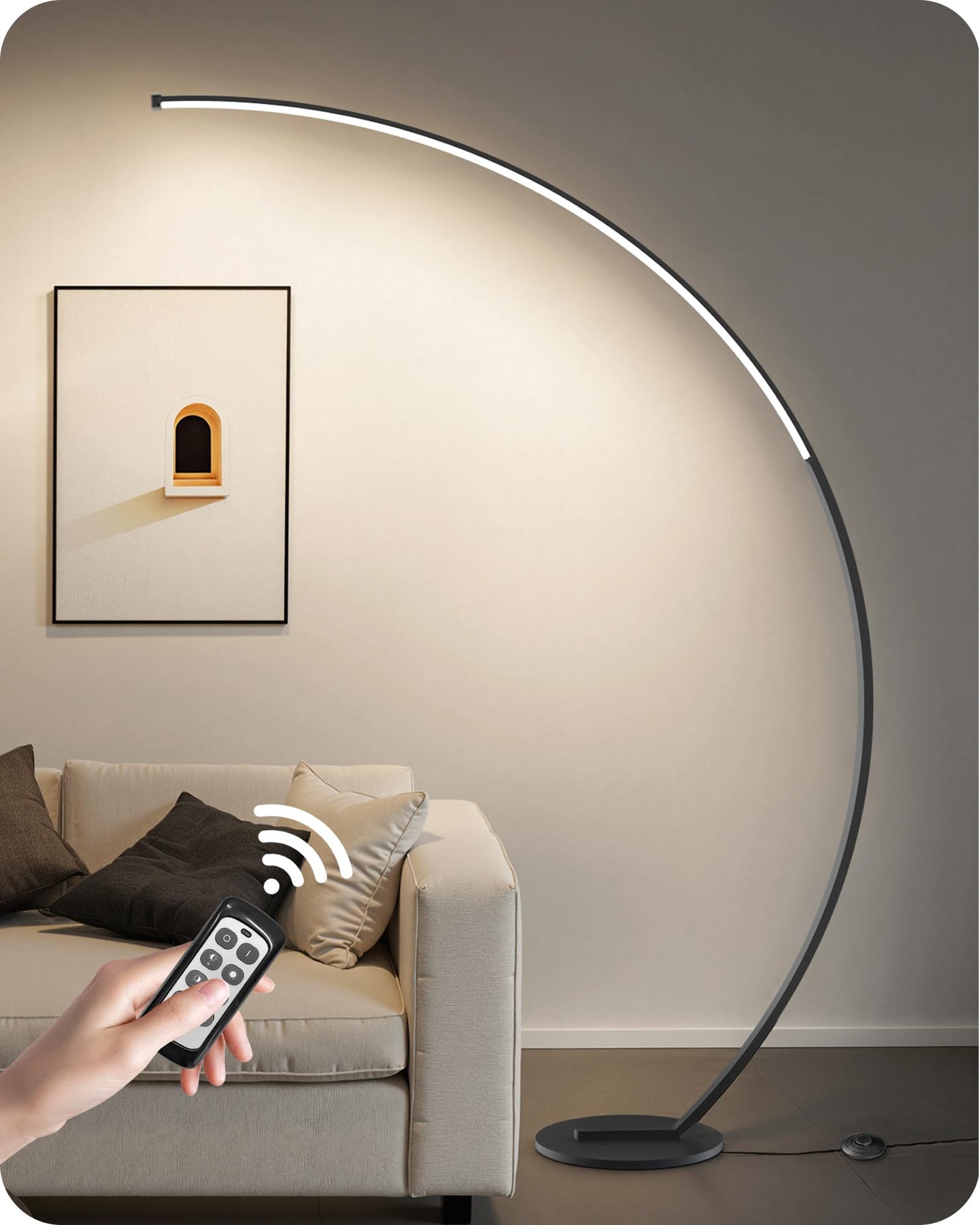 Dimmable Arc Floor Lamp and RGBW LED Floor Lamp Bundle B62LD05-RB62LD05