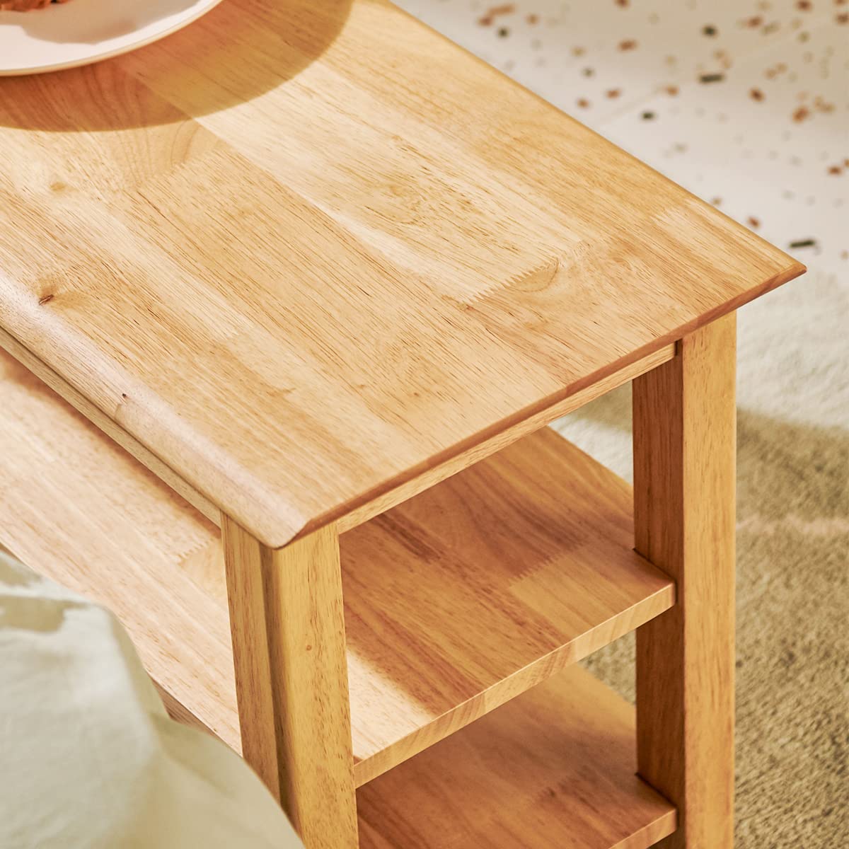 Dewfig Shoe Rack Bench, 3-Tier Shoe Shelf Organizer,6-Pairs Entryway Storage Bench for Hallway, Bedroom, Living Room, Bedroom, Hold up to 550 lbs, Solid Wood, Natural