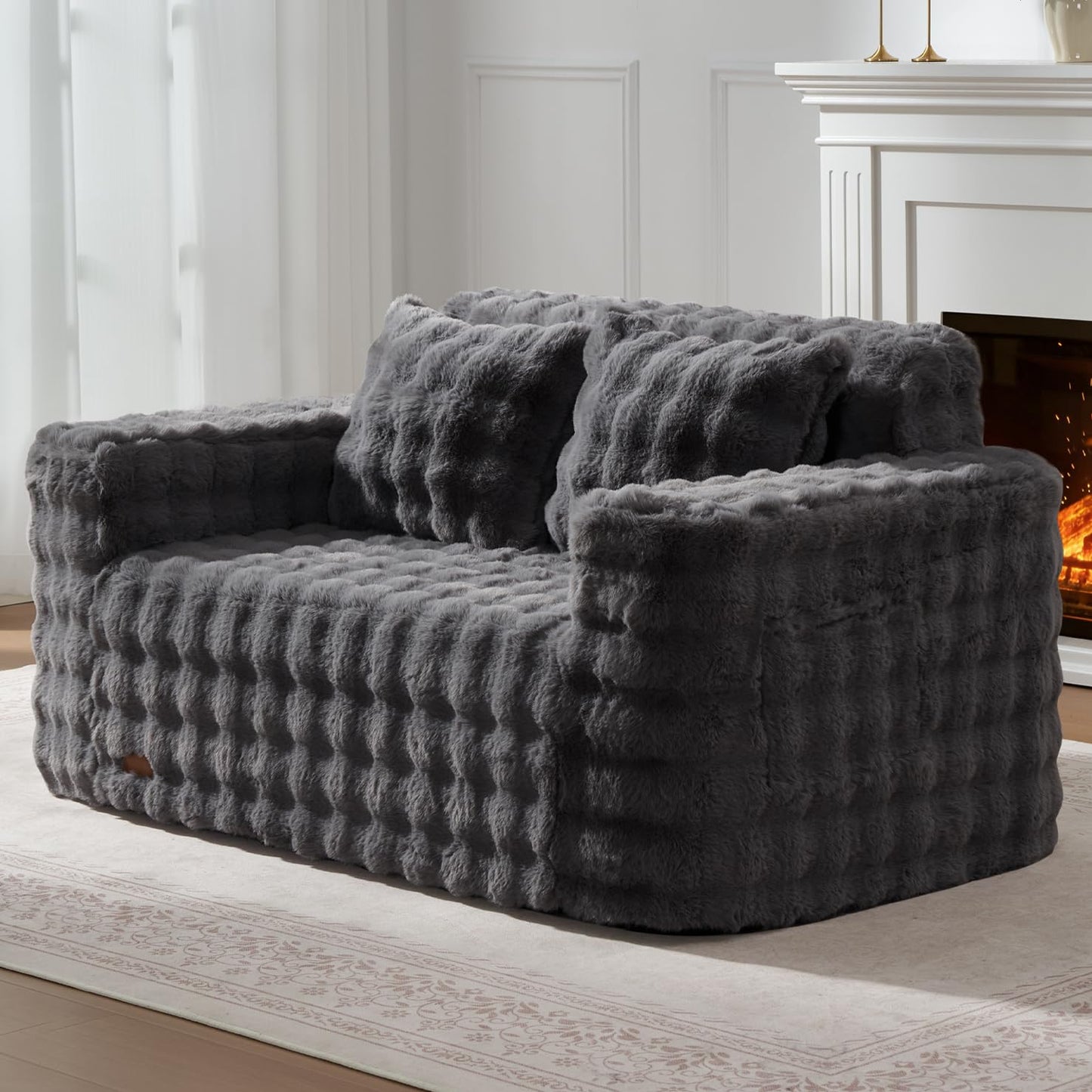 ZurNesfure Sofa Couch Loveseat, Memory Foam Couch with Pillow, Modern Cloud Couch with deep seat and Removable Washable Cover Boneless Sofas for Living Room Bedroom Apartment (Darkgrey,Loveseat)