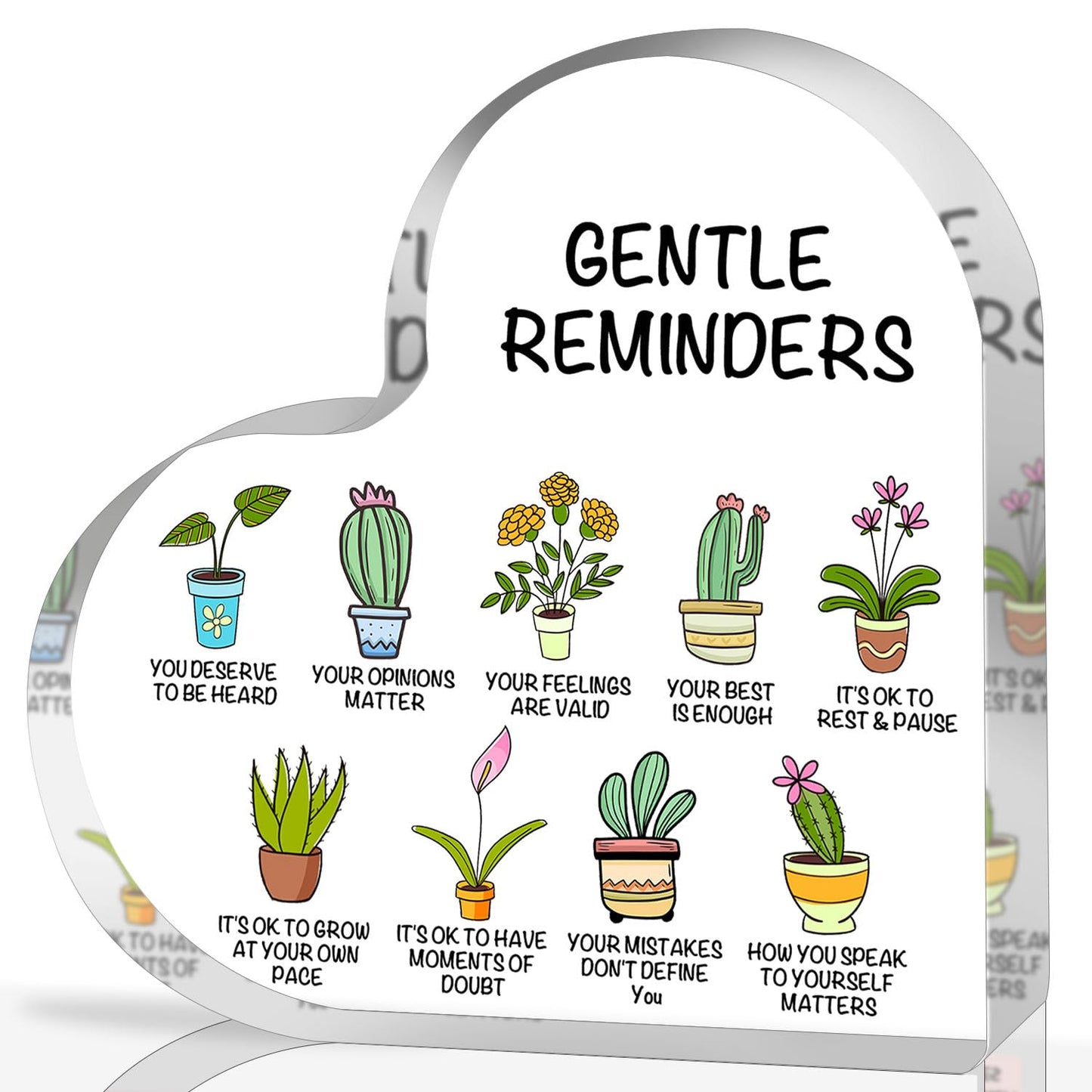 Gentle Reminders Decor, Positive Affirmations Desktop Art Decorations for Home Therapy Office School Counselling Office Mental Health Awareness Gifts