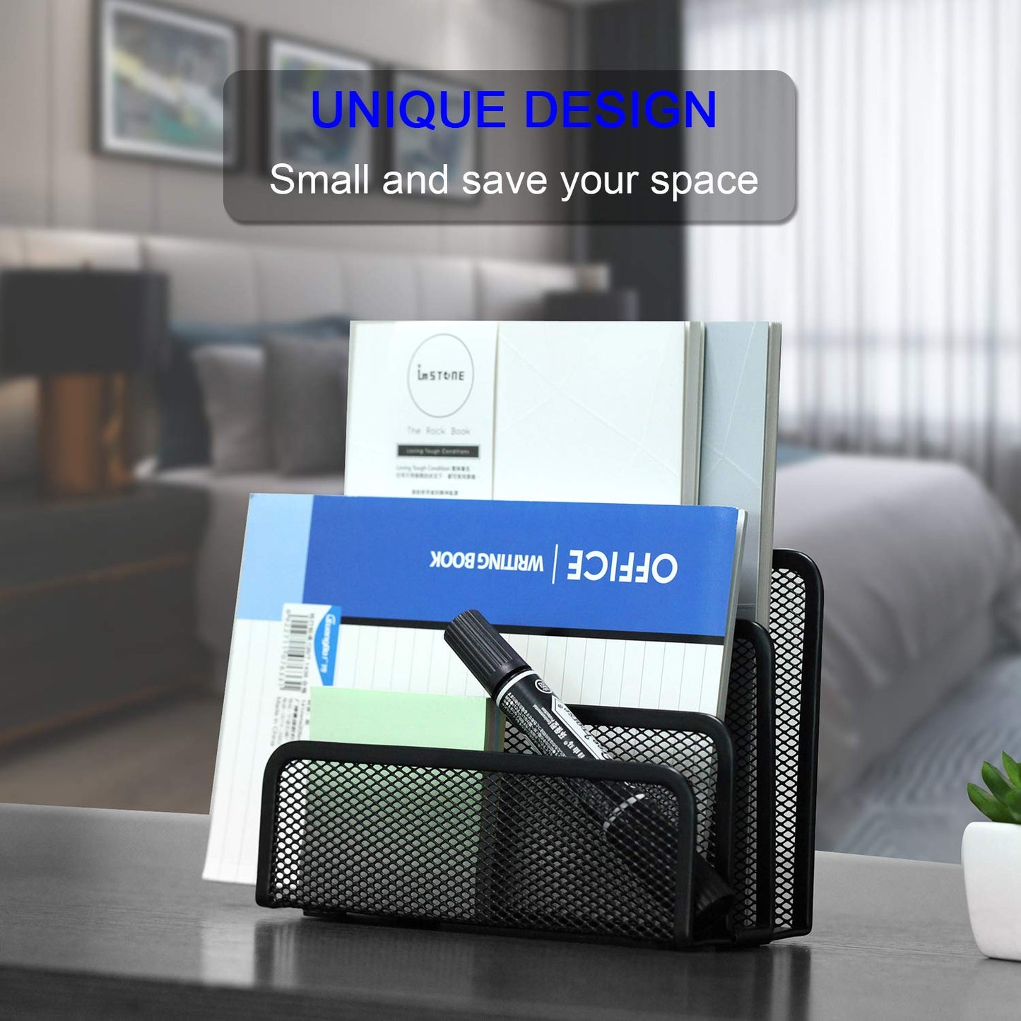 Anumit Desk Mail Organizer, File Holder Letter Sorter with 3 Vertical Upright Metal Mesh Compartments Document, Filing, Folders, Mail, Paper Organizer for Home or Office Desktop (1PCS)