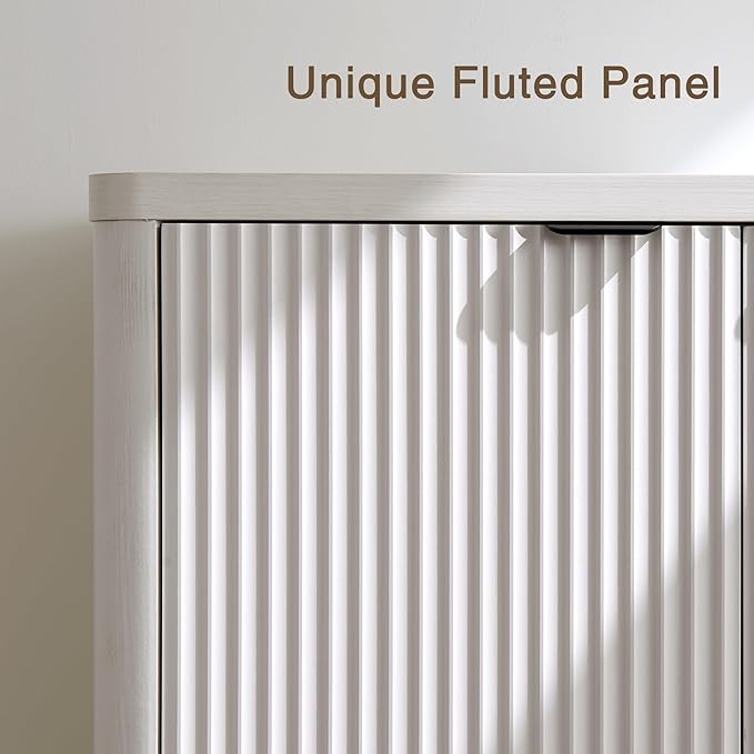Fatmok 65" Buffet Cabinet with Storage, Fluted Credenza Sideboard with 4 Doors