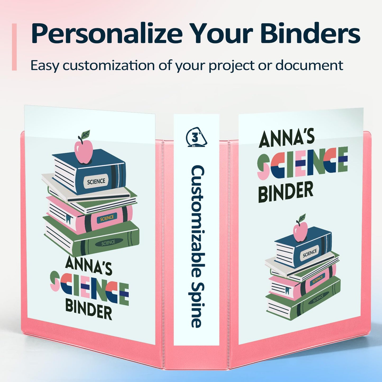 Sooez BinderX Extra Durable 3 Inch 3 Ring Binder, D-Ring Large Binders, Holds 670 Sheets of 8.5x11 Paper, Customizable View Cover with Inside Pockets, Heavy Duty 3 Ring Binder for School, Yellow