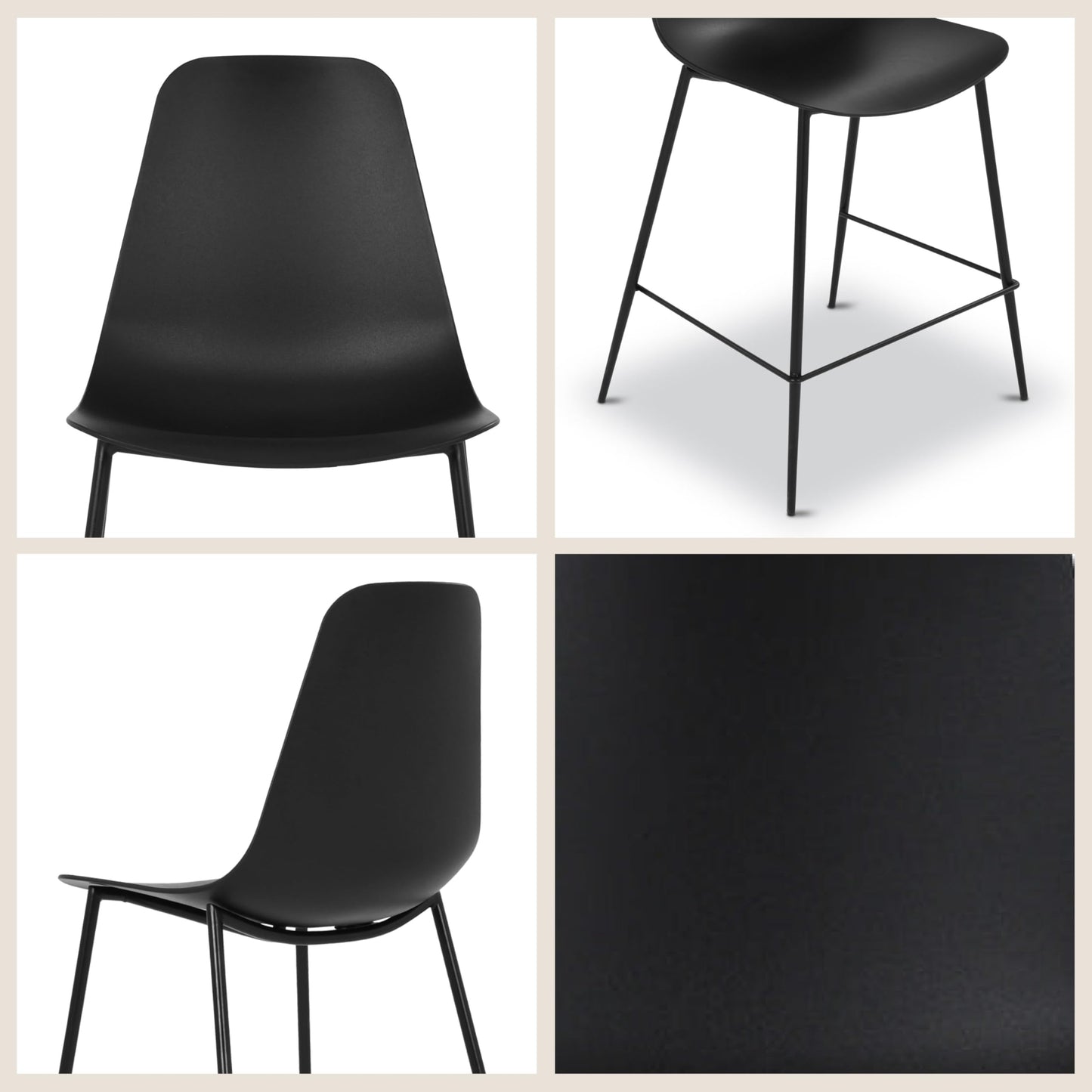 Poly & BARK Isla Bar Stools Set of 3 – Counter Height Bar Stool for Kitchen – Set of Counter Stools – Indoor/Outdoor Barstools – Modern Kitchen Bar Stools - Ebony Black