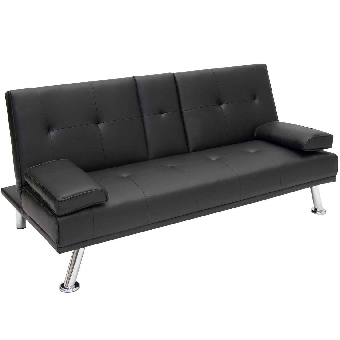 BUY JOY Entertainment Furniture Futon Sofa Bed Fold Up Down Recliner Couch Cup Holders