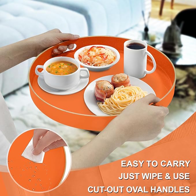 MAONAME 13" Round Tray, Modern Decorative Trays