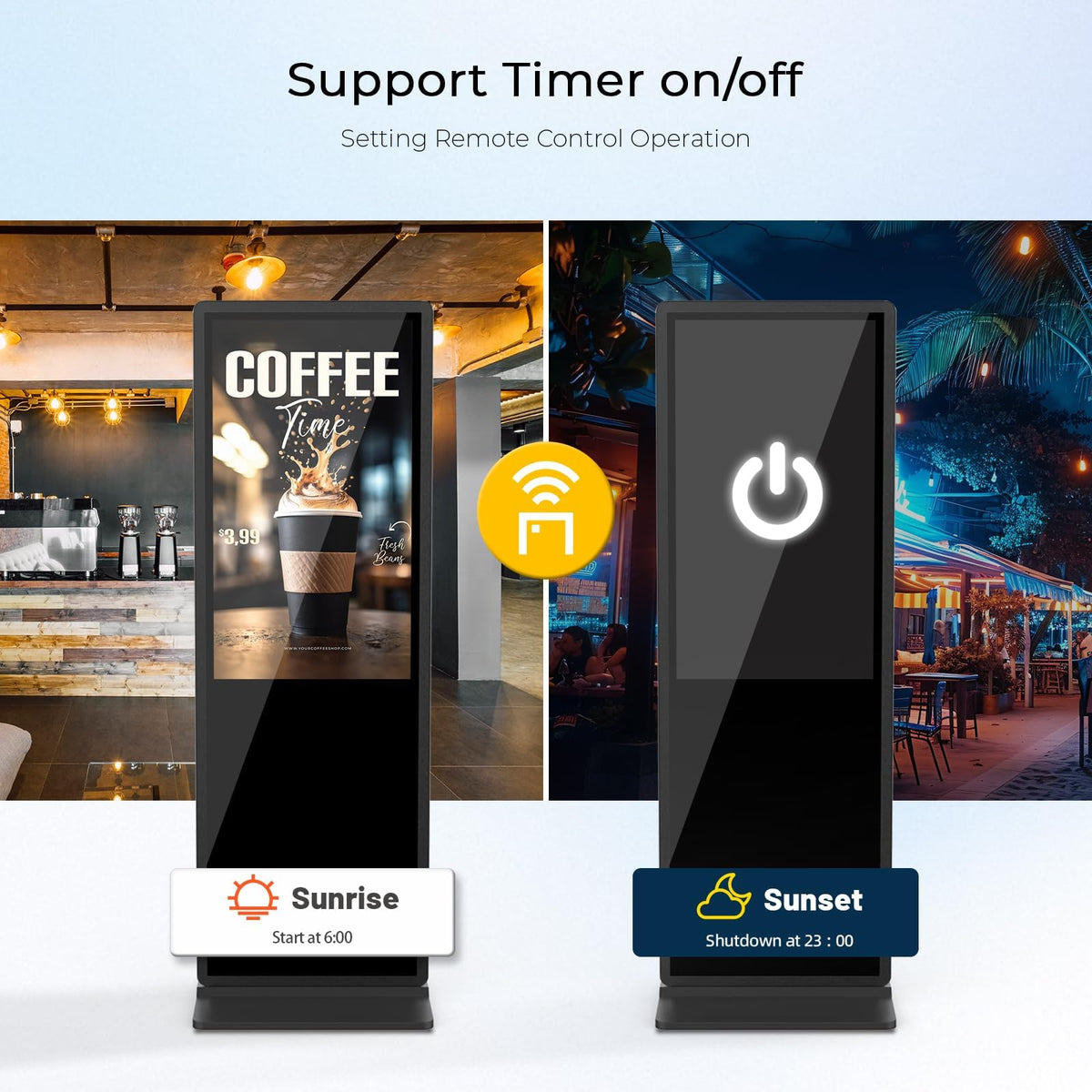 HARZHI 43 inch Digital Signage Display, 4K UHD LCD Screen, Indoor Floor Standing Advertising Kiosk, Android OS, Auto Media Player, HDMI/USB/WiFi (Touch)