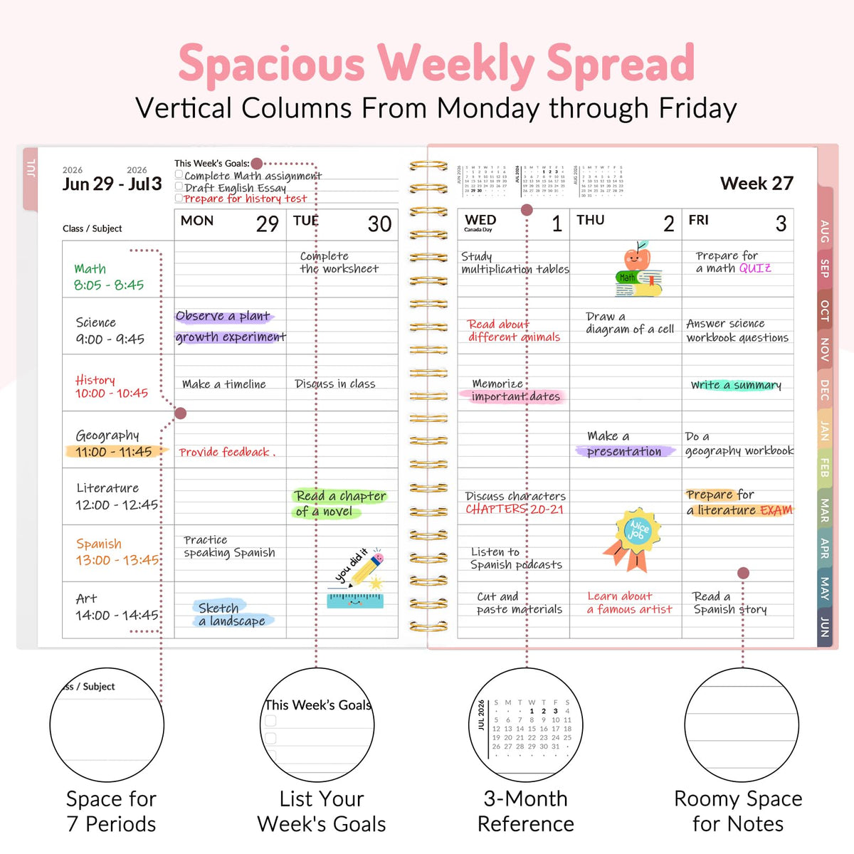 Teacher Planner 2026-2027, Forvencer Academic Planner 2026-2027, Jul 2026 - Jun 2027, 8.5"x11", Weekly & Monthly Planning Book with 7 Periods, School Agenda for Teacher Student Homeschool, A4, Blue