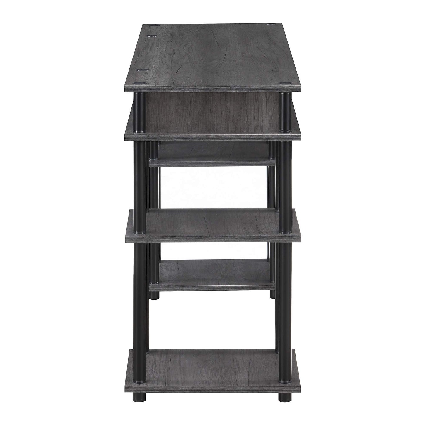 Convenience Concepts Designs2Go No Tools Desk Home Office Desk with Shelves, Corner Shelf Vanity Desk Computer Desk Nail Table for Nail Tech - 47.25" L x 15.75" W x 30" H, Charcoal Gray/Black