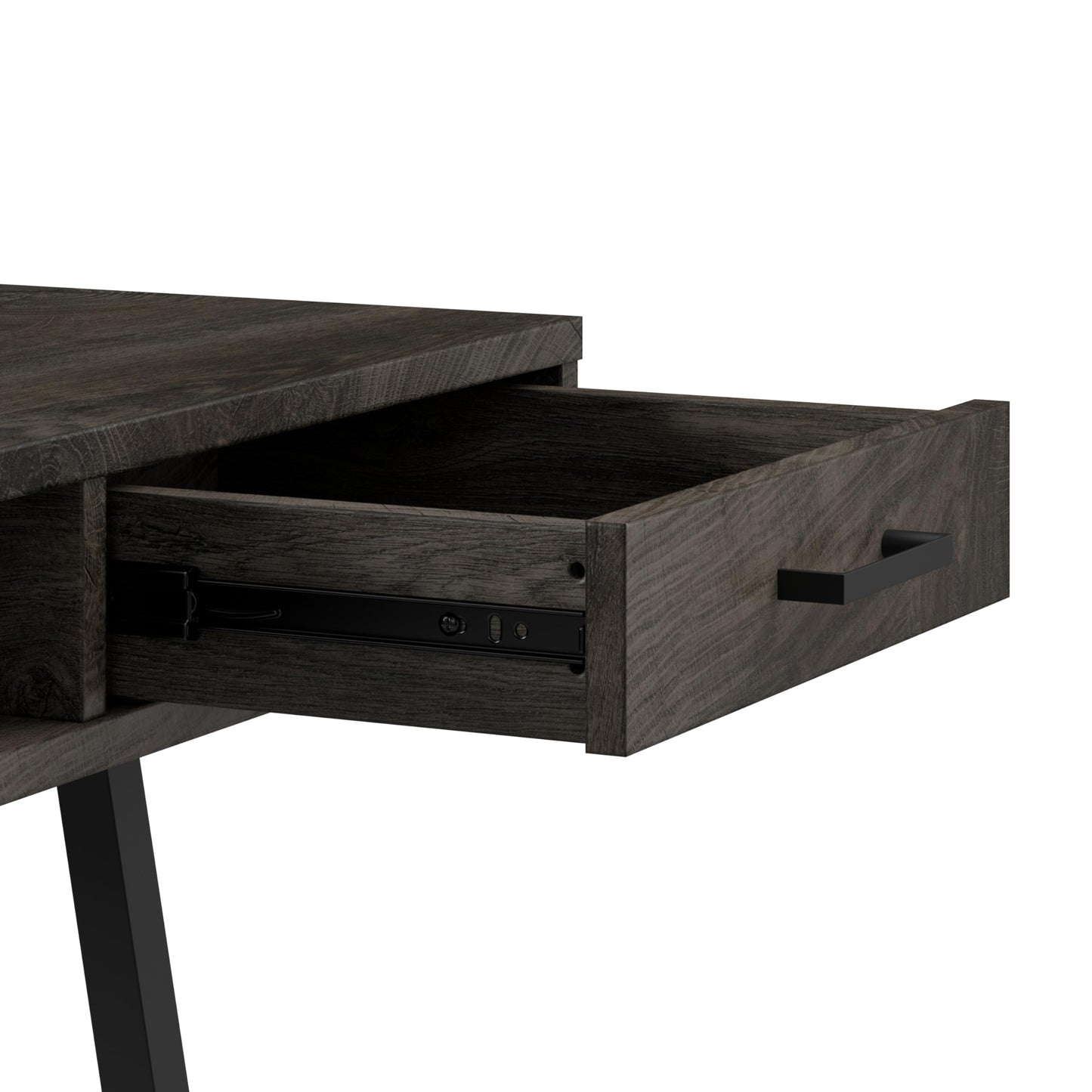 Bush Home Steele 54W Writing Desk with Storage in Dark Gray Hickory | Large Wooden Computer Table for Home Office Workspace