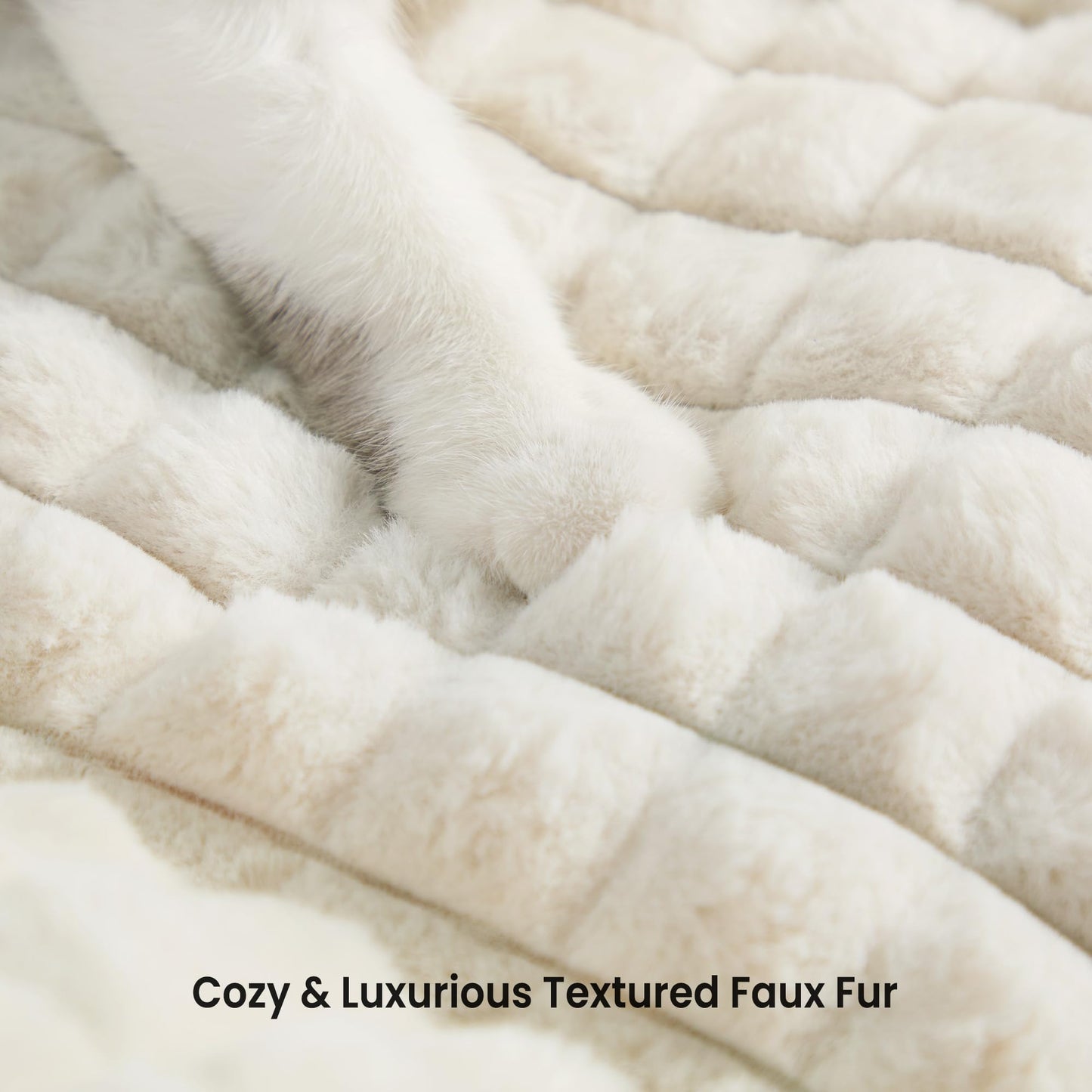 blunique Cat Beds for Indoor Cats - Cute Cat Couch Bed Fluffy Pet Sofa with Faux Rabbit Fur Washable Cover, Fuzzy Pet Couch in 3D Diamond Pattern, Suppportive Large & Small Cats Sofa, 24inch Off White