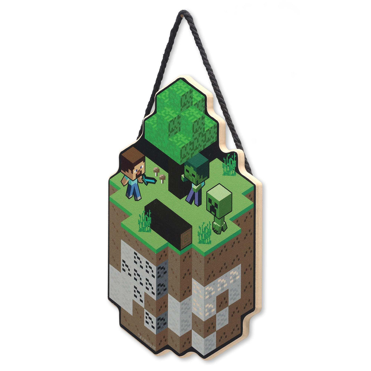 Open Road Brands Minecraft Scene Hanging Wood Wall Decor - Fun Minecraft Sign for Game Room or Bedroom