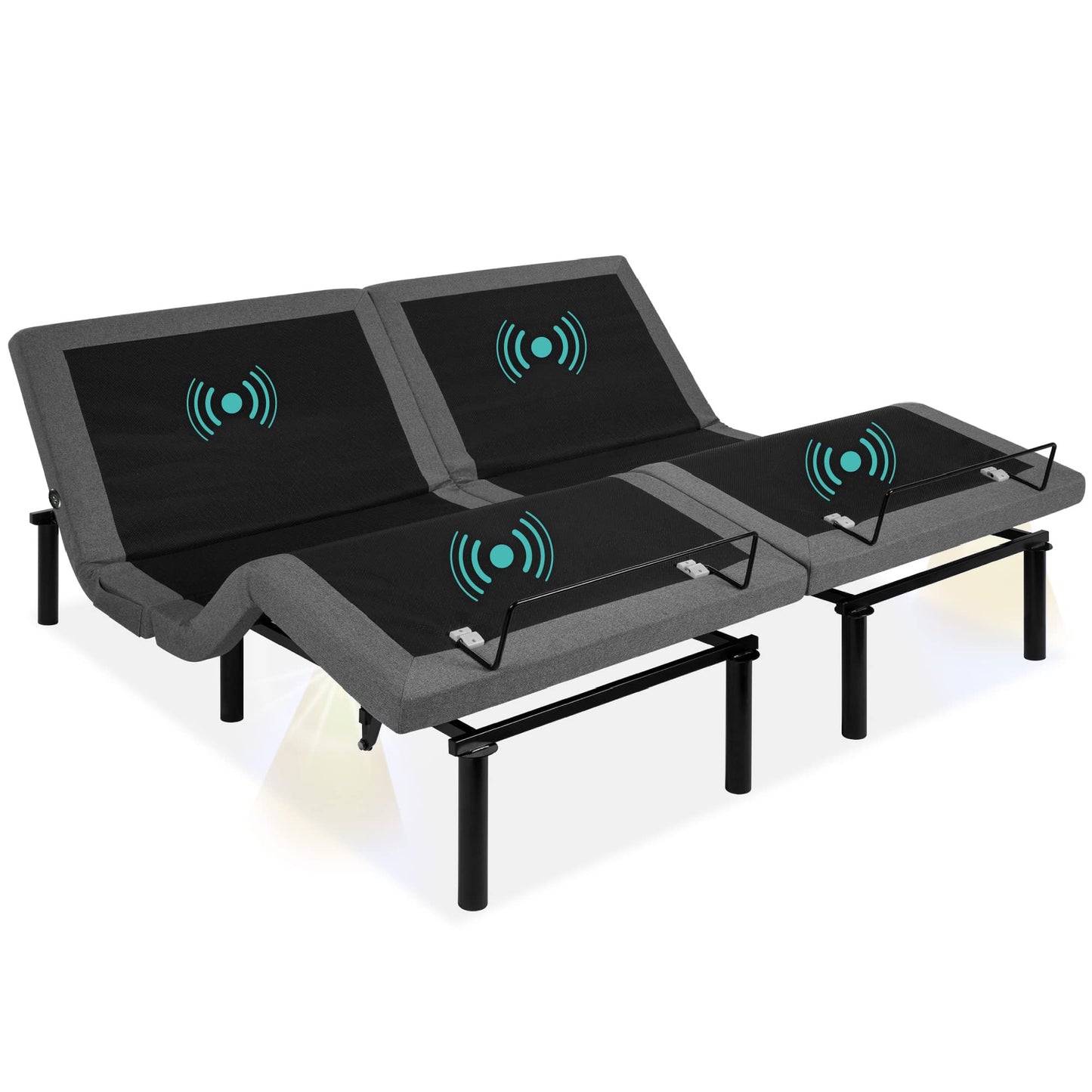 Best Choice Products Ergonomic Split King Size Adjustable Bed Frame, Electric Base w/Wireless Remote Control, Nightlight, Massager, 2 USB Ports
