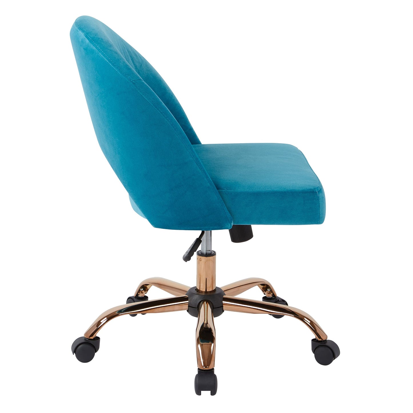 OSP Home Furnishings Lula Adjustable Plush Office Desk Chair with 5-Star Base, Rose Gold with Cruising Fabric