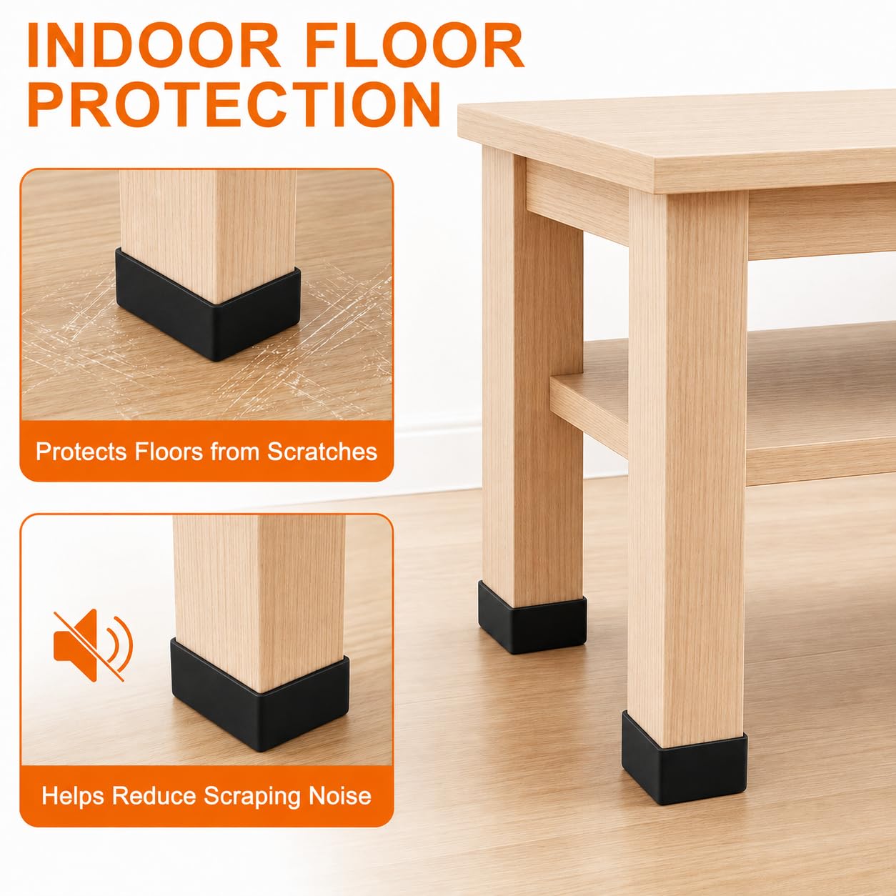 8 Pack 2x4 Rubber End Caps for Wood Posts, 1.5" x 3.5" Rectangle Furniture Leg Caps, Waterproof Rubber Foot Covers for 2x4 Lumber, Table Legs, Armrests and Outdoor Wood Posts
