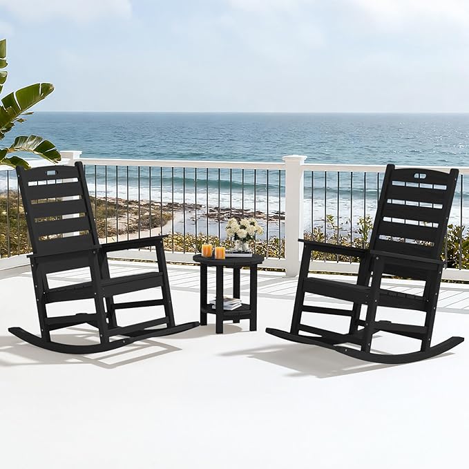 SERWALL Outdoor Rocking Chair Set of 2, Oversized Rocking Chair