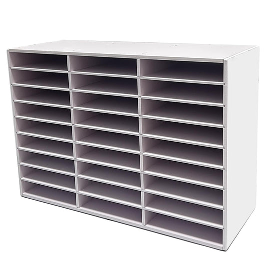 YPCDTL01 Literature Organizer - 27 - Slot Desktop File Sorter & Mail Center, Paper Storage Cabinet for Home, School & Office（White）