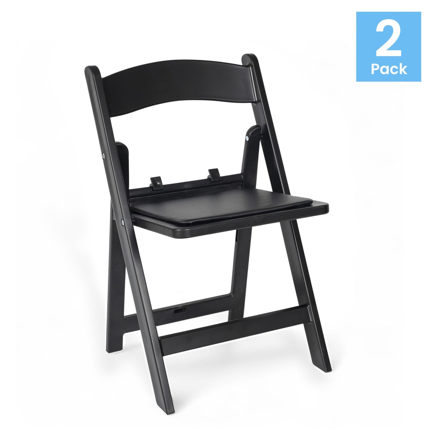 Flash Furniture Hercules Set of 2 Kids Black Resin Folding Chairs with Gray Vinyl Padded Seats