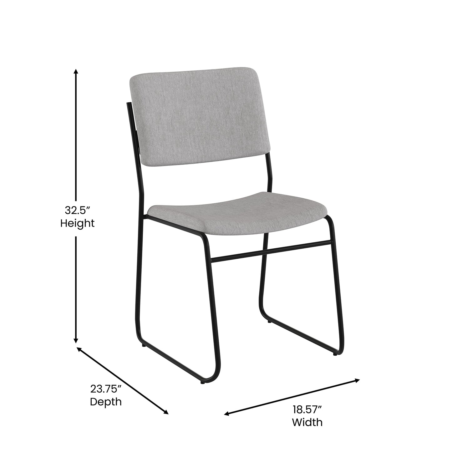 Flash Furniture HERCULES Series 500 lb. Capacity High Density Gray Fabric Stacking Chair with Sled Base