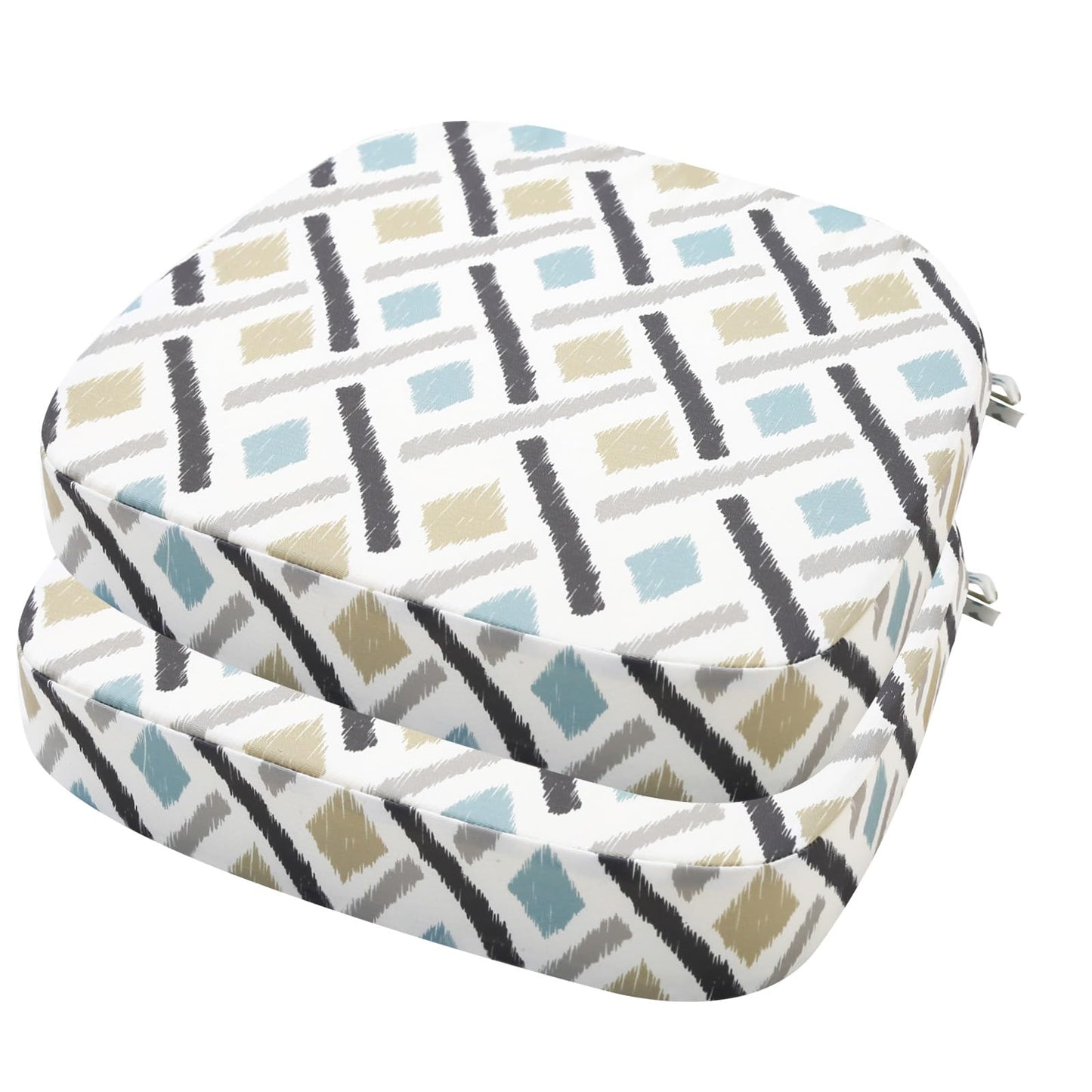 idee-home Outdoor Chair Cushions Set of 2, 17" x 17" x 3" Thick D-Shaped Patio Furniture Outdoor Seat Cushions Waterproof with Ties, Dining Pads