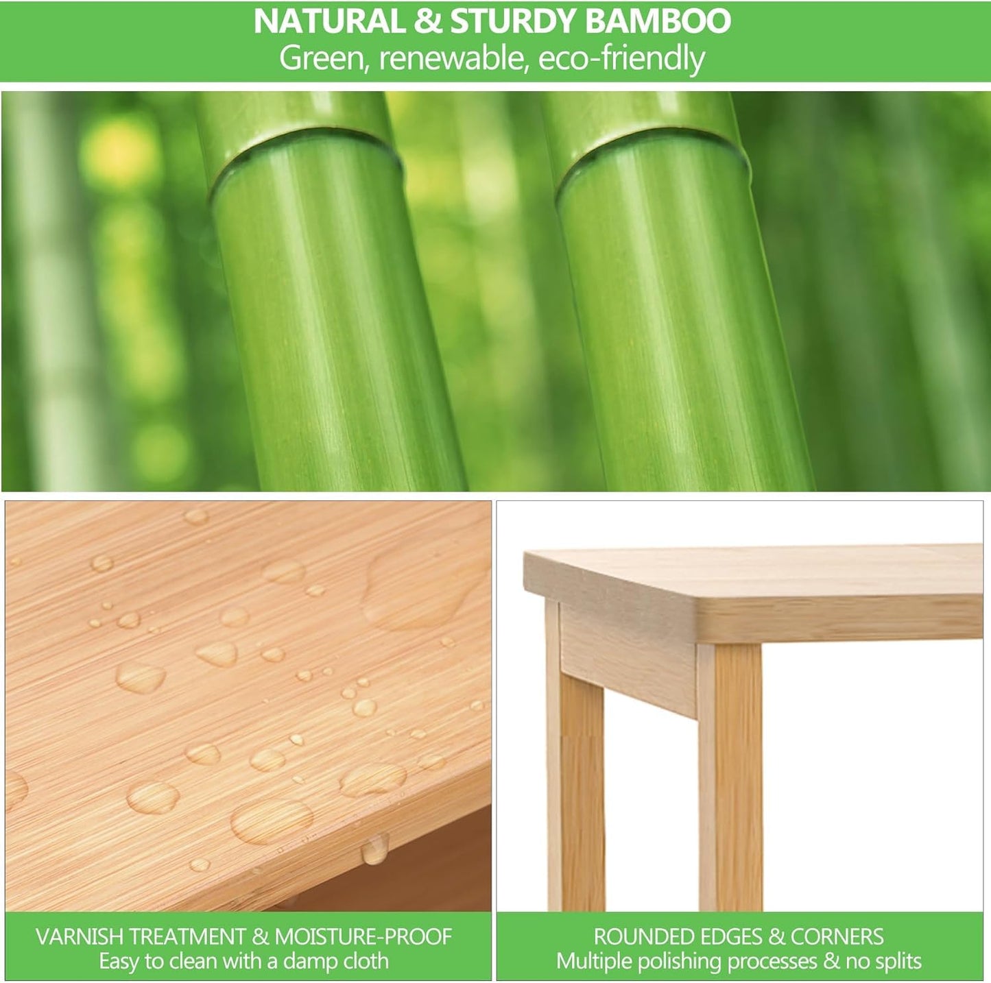 FoverOne Bamboo Bathroom Storage Cabinet with 2 Doors, Bathroom Floor Freestanding Cabinets Organizer for Living Room, Kitchen, Entryway