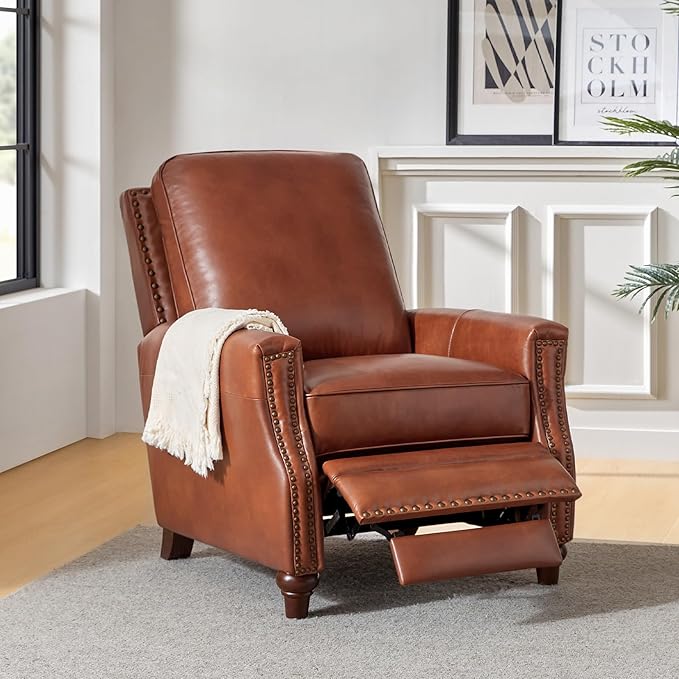 HULALA HOME Genuine Leather Manual Recliner Chair