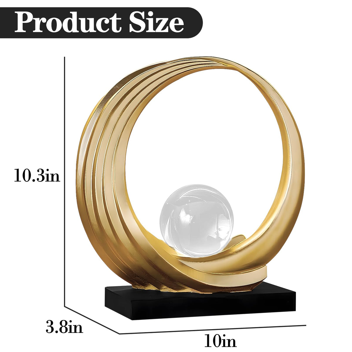 Dosker Golden Shelf Decor Statues,Coffee Table Modern Abstract Stripe Home Decor Sculpture,Desk Decor for Living Room,Office(Golden)