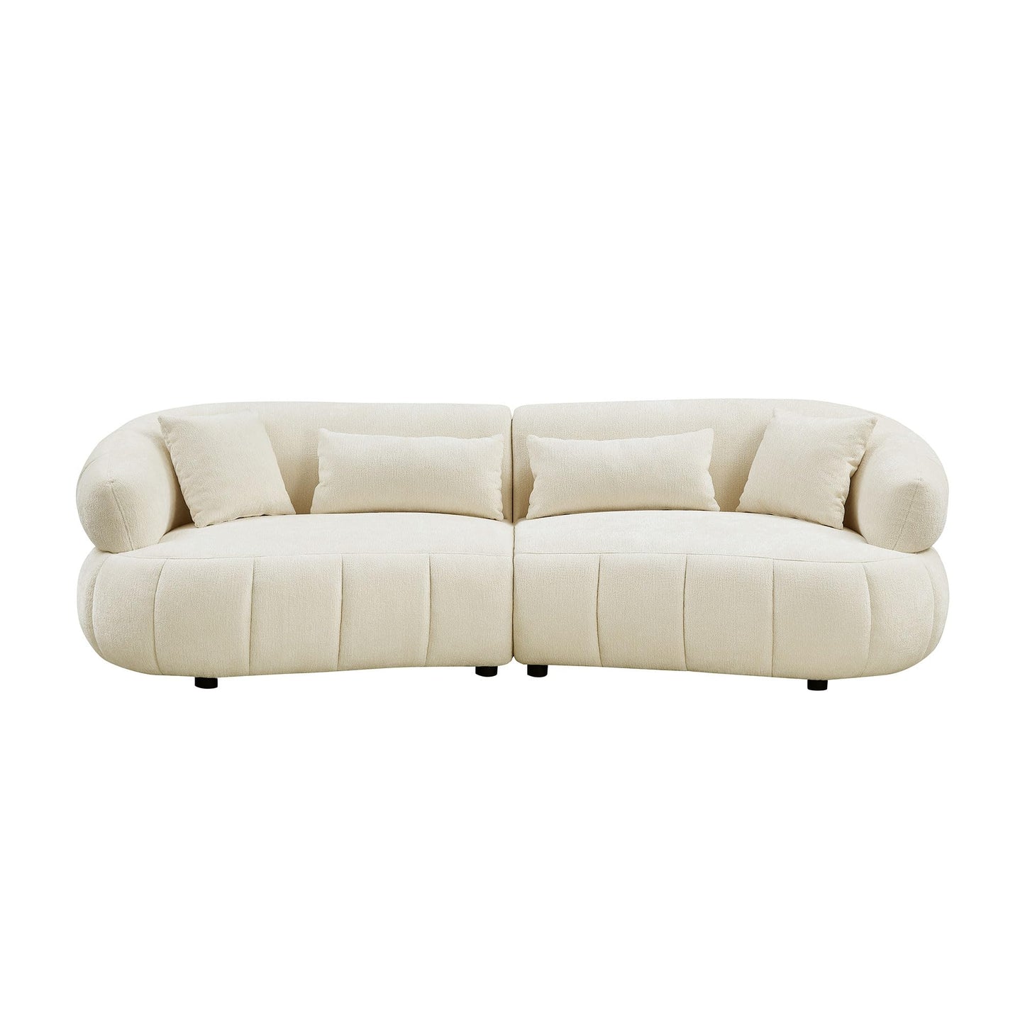 BBTJOINT Loveseat Sofa Set, Channel Tufted Chenille Upholstered,Curved Bubble Design, Modern Living Room Couch (Beige)