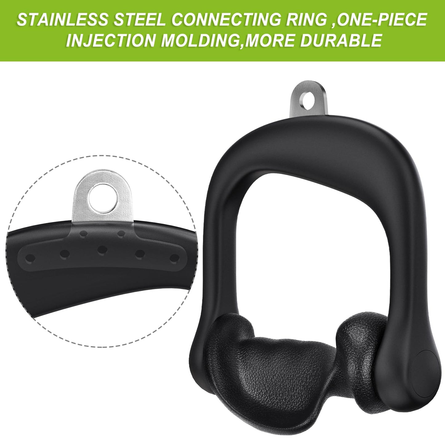 Kipika 2Pcs Ergonomic Grips D Handle Cable Attachment for Home Gym - Fits Your Hand Perfectly - Compatible with Cable Machines - 360 Rotation - 2Pcs Quick Connect Buckles - 1000 lbs Weight Capacity