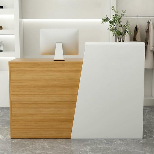 WRTYHGVGT Reception Desk, Front Counter Desk, Reception Room Tables with Lockable Drawer and Keyboard Holder, Simple Retail Checkout Counter, for Clothing Salon Shop Hotel(White,140cm/55.1in)