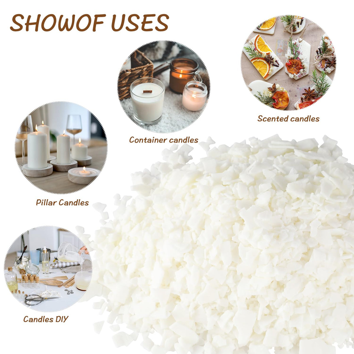 Wfmolcand Natural Soy Wax for Candle Making 20 lb Bag, Soy Wax Flakes,DIY Candle