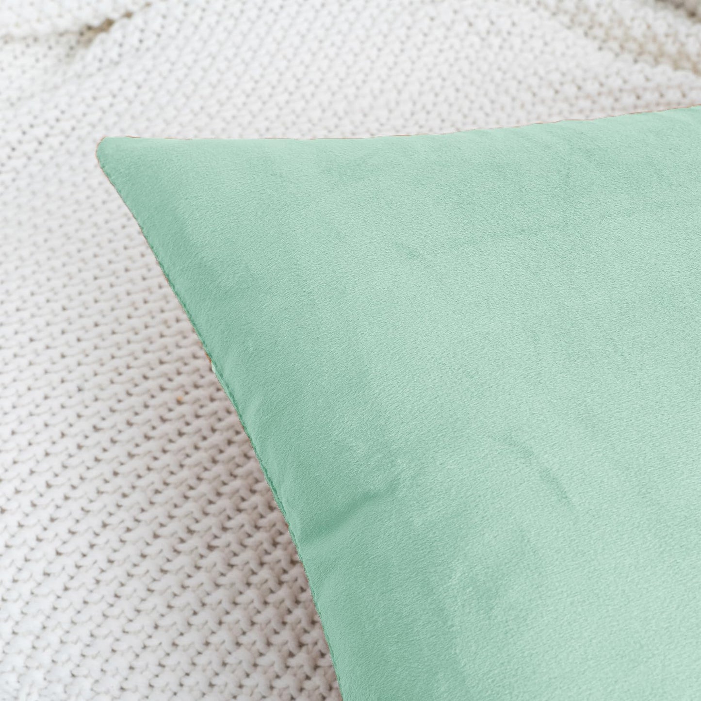 HWY 50 Aqua Green Velvet Throw Pillow Covers 18x18 Inch, Pack of 2 Soft Cozy Solid Decorative Luxury Cushion Cases for Couch Sofa Bed Living Room Bedroom