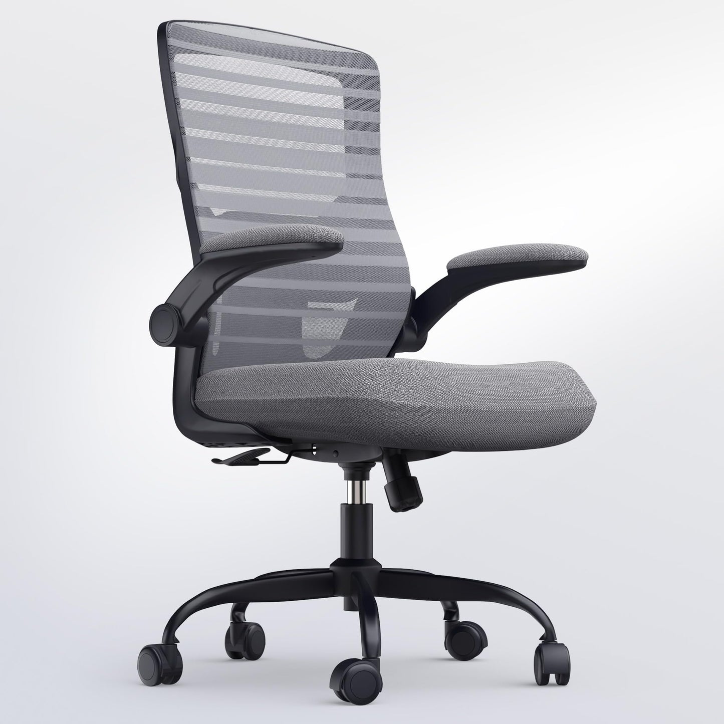 QLTPLUS Office Desk Chair for Long Hours & Back Pain Relief – 4“ Thick Molded Foam Cushion, Enhanced Lumbar Support, Padded Flip-up Armrests, Ideal for Office or Study, Dark Gray