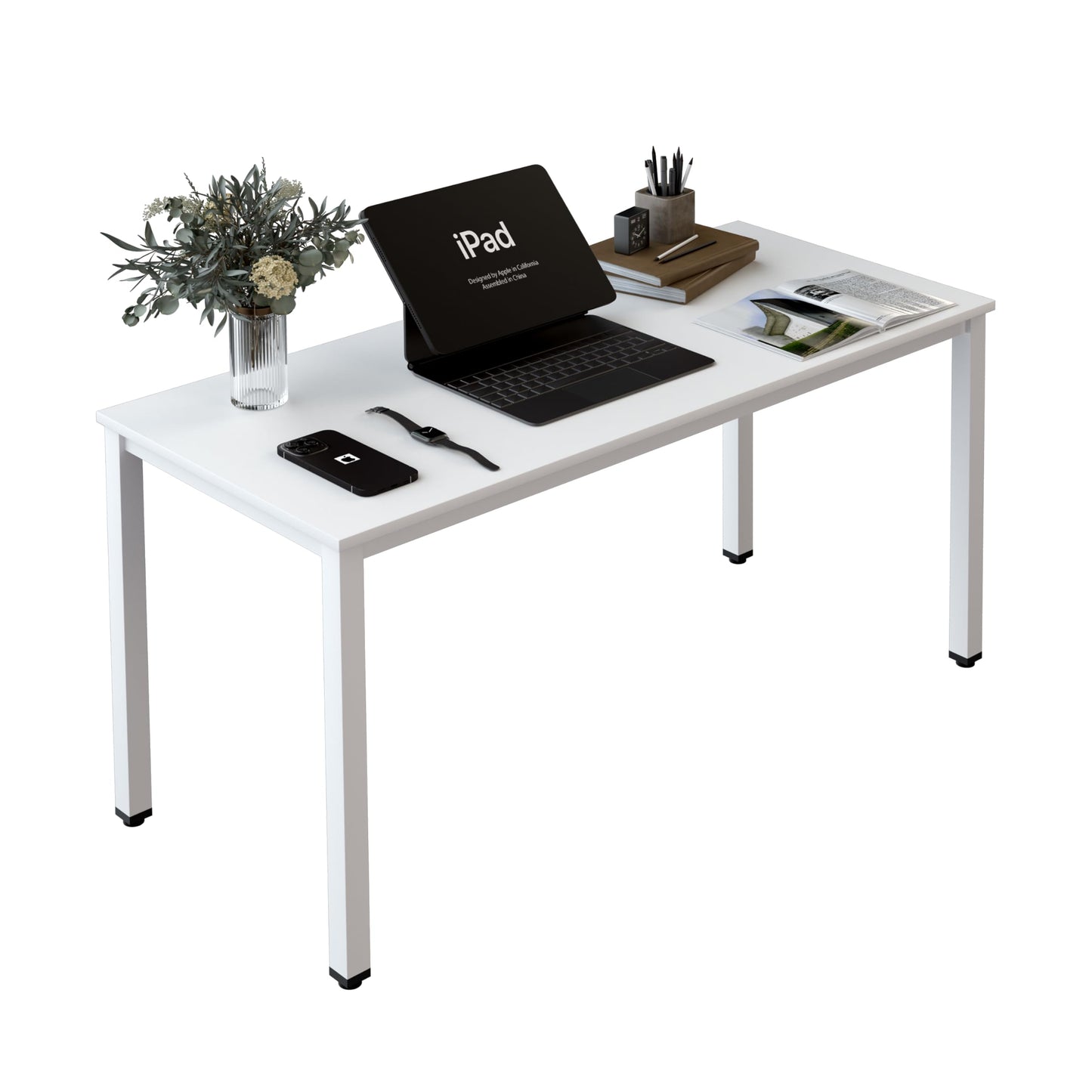 NewBeth Computer Desk for Small Space,Modern Simple Laptop Desk,Computer Table Study Writing Desk for Home Office,Dining Room,Living Room (White, 55 * 23.5in)