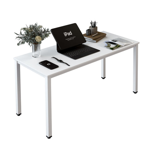 NewBeth Computer Desk for Small Space,Modern Simple Laptop Desk,Computer Table Study Writing Desk for Home Office,Dining Room,Living Room (White, 55 * 23.5in)
