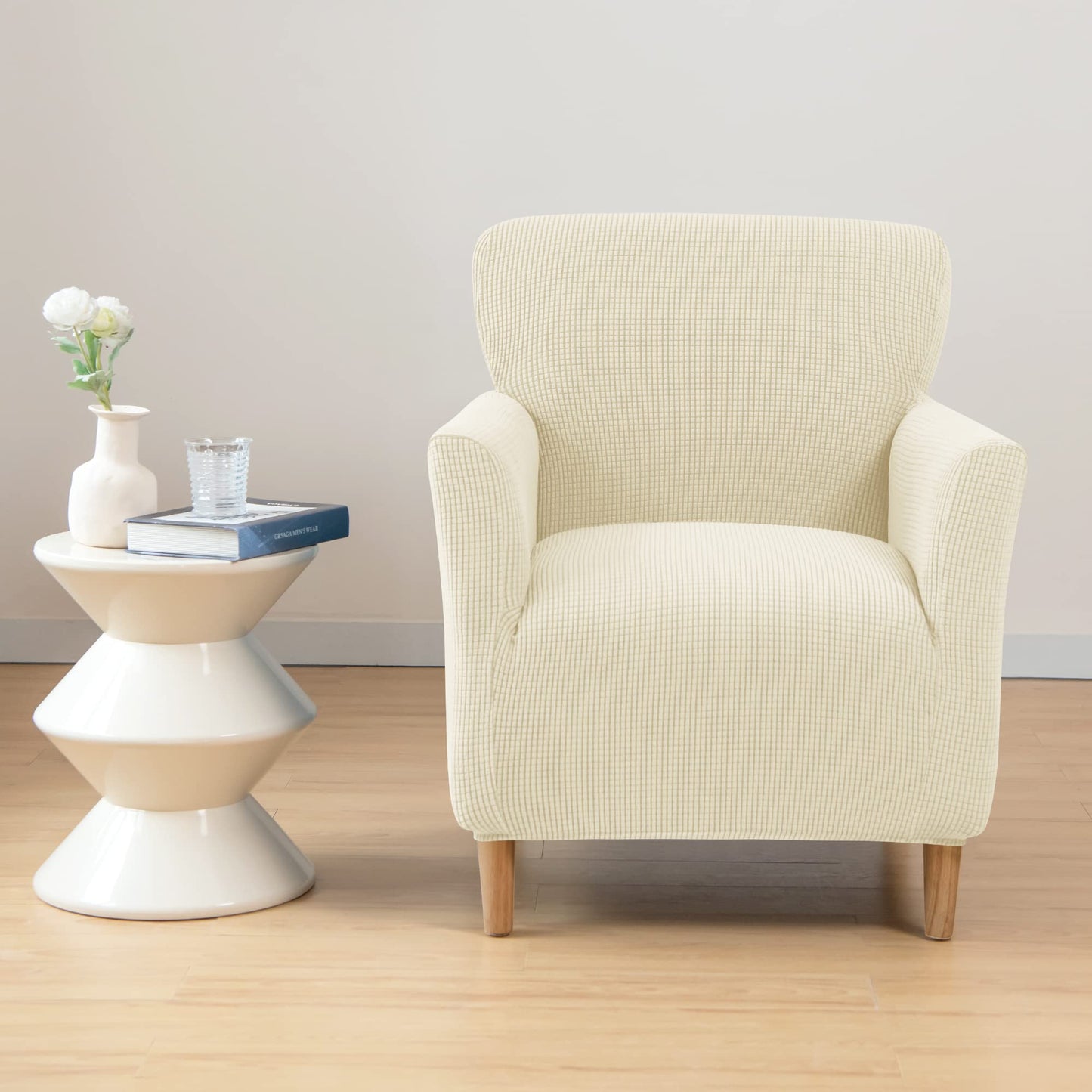 ele ELEOPTION Armchair Slipcovers Chair Covers with Arms Stretch for Living Room Office Club Chair Cover Furniture Protector Beigo