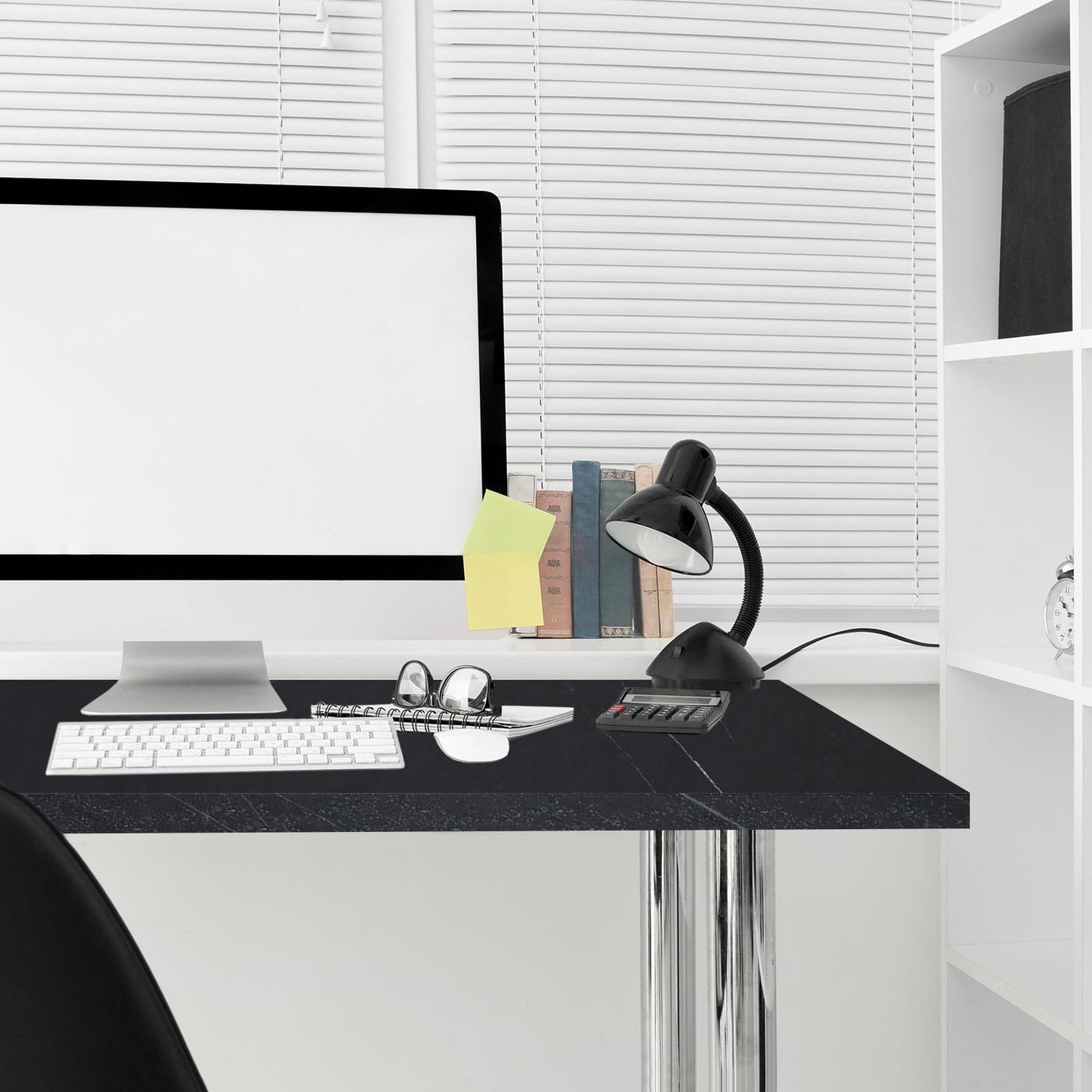 Kaboon Universal Tabletop 36 x20, Solid One-Piece Melamine Table Top, Double L-Desk Floating Desk DIY, Home and Office,Cloud Atlas/Black Marble