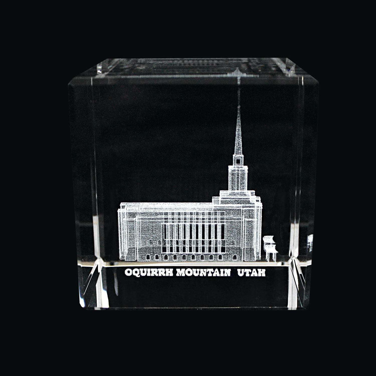 Ringmasters Crystal Cube Desk Decor LDS Temple Paper Weights for Office Desk | Christian Home Decor, (Oquirrh Mountain Utah)