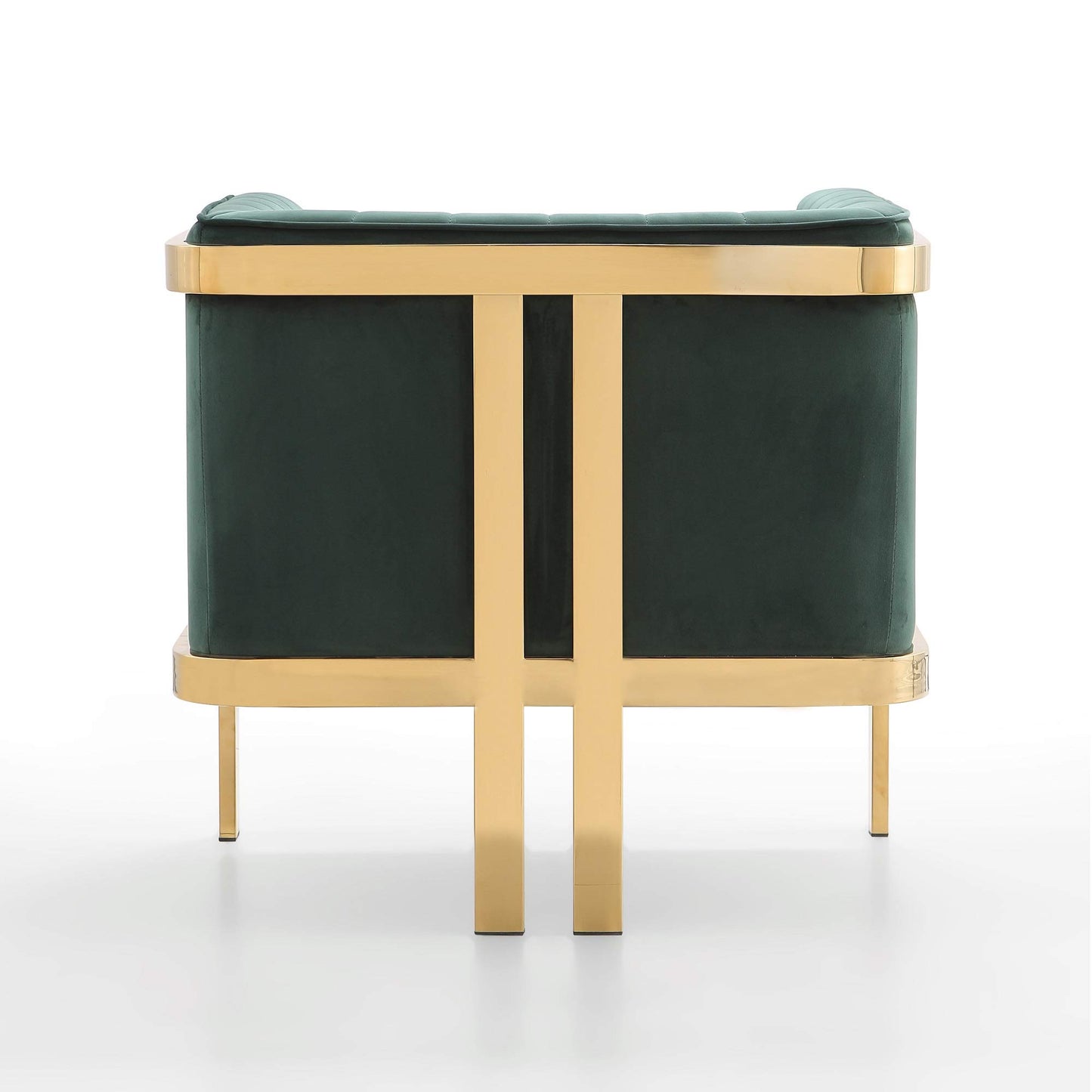 Manhattan Comfort Paramount Velvet Accent Armchair Set of 2, Polished Brass Frame with Geometric Legs, Art Deco Chair, 1920s Glamour, Fully Assembled, Living Room Lounge Seat, Forest Green