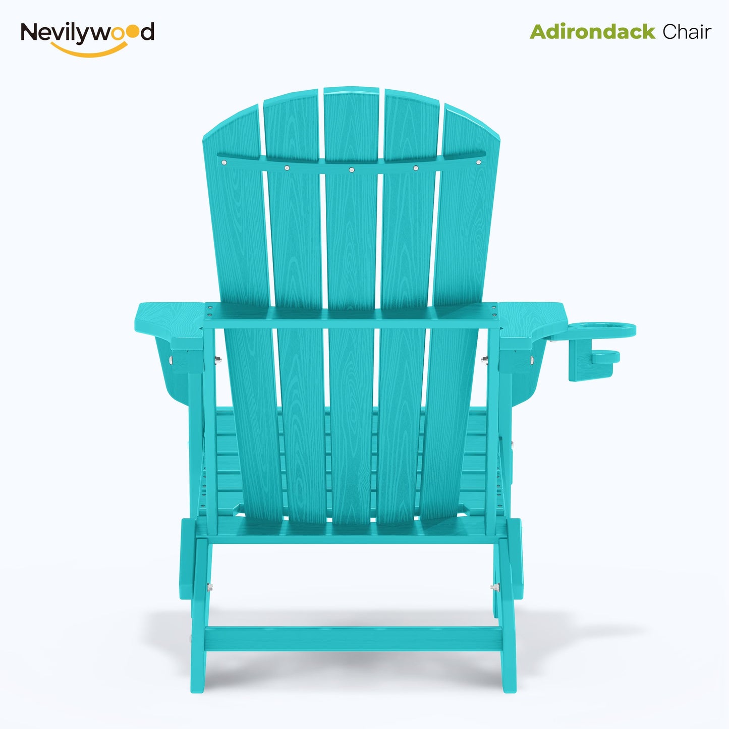 nevilywood Folding Adirondack Chair, Ergonomic, Cup Holder, 380lbs,Aruba