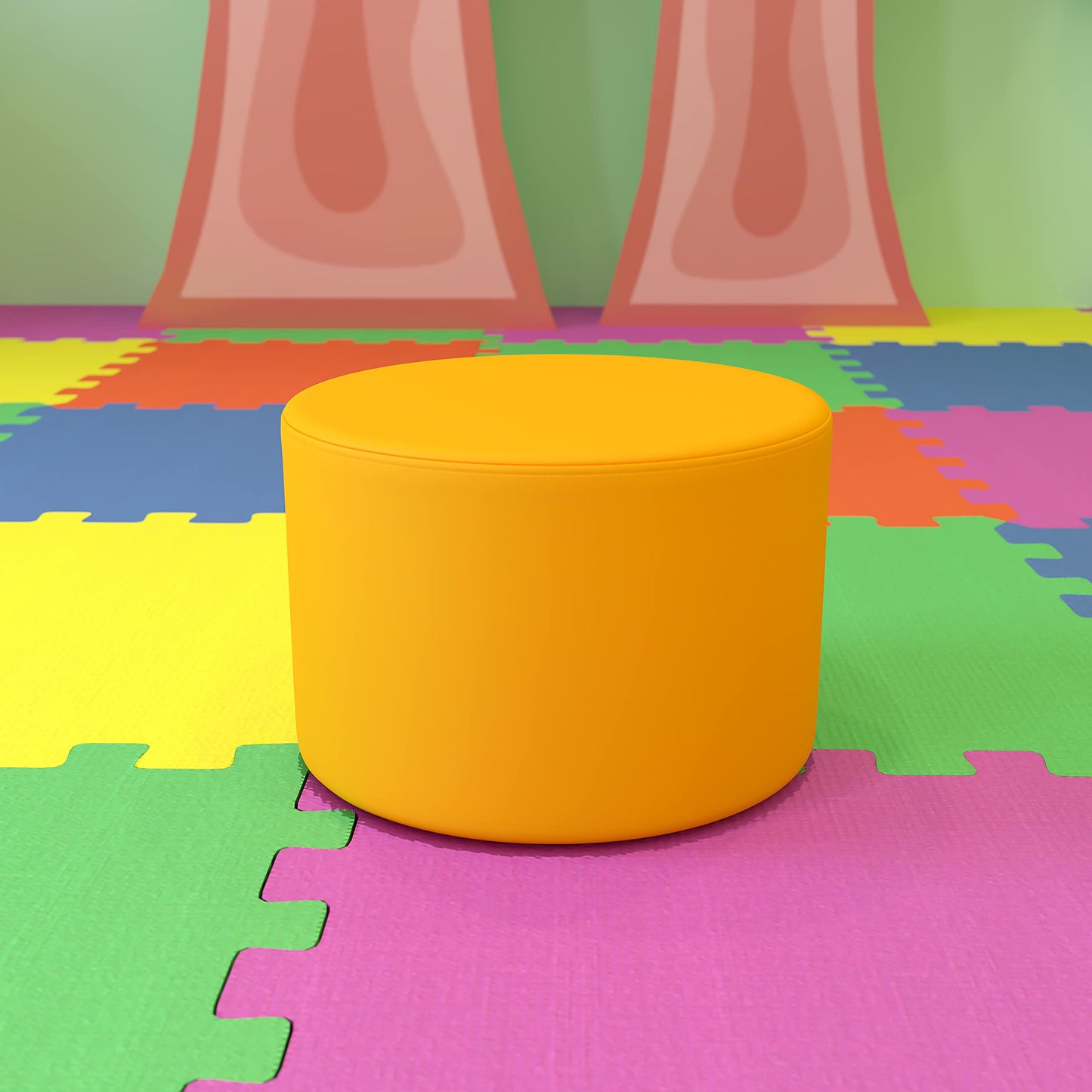 Flash Furniture Nicholas Soft Seating Flexible Circle for Classrooms and Daycares - 12" Seat Height (Yellow)