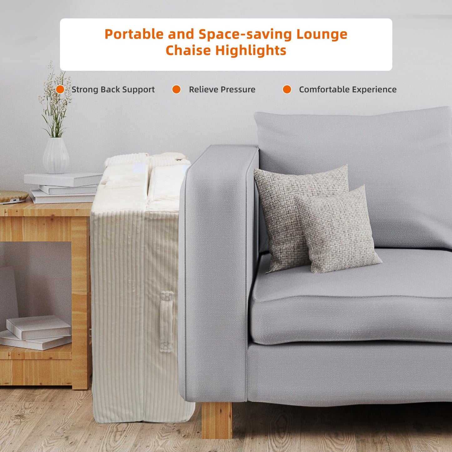 INRLKIT Cozy Folding Sofa Bed Convertible Sleeper Chair Couch Foldable Floor Mattress Comfy Portable Floor Sofa Lounge for Living Room Bedroom(77"x26",Beige White,30D Density Foam)