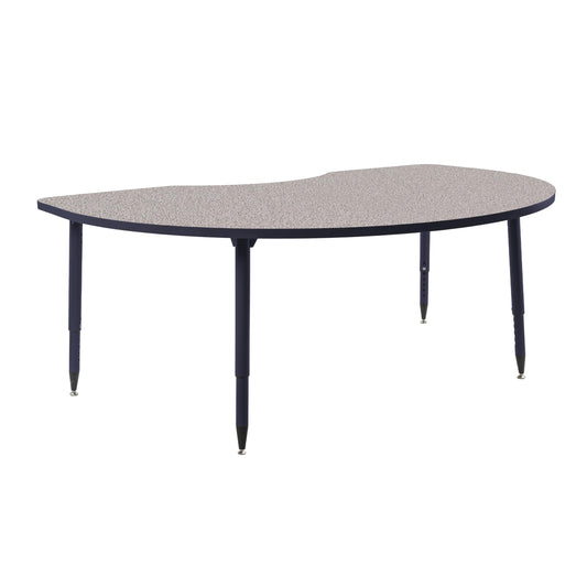 Adapte Commercial Classroom Activity Table - 48" x 72" Kidney, ADA Compliant Tapered Legs with Glides & Casters, Adjustable Height 22-34" Wheelchair Accessible, School & Office Furniture