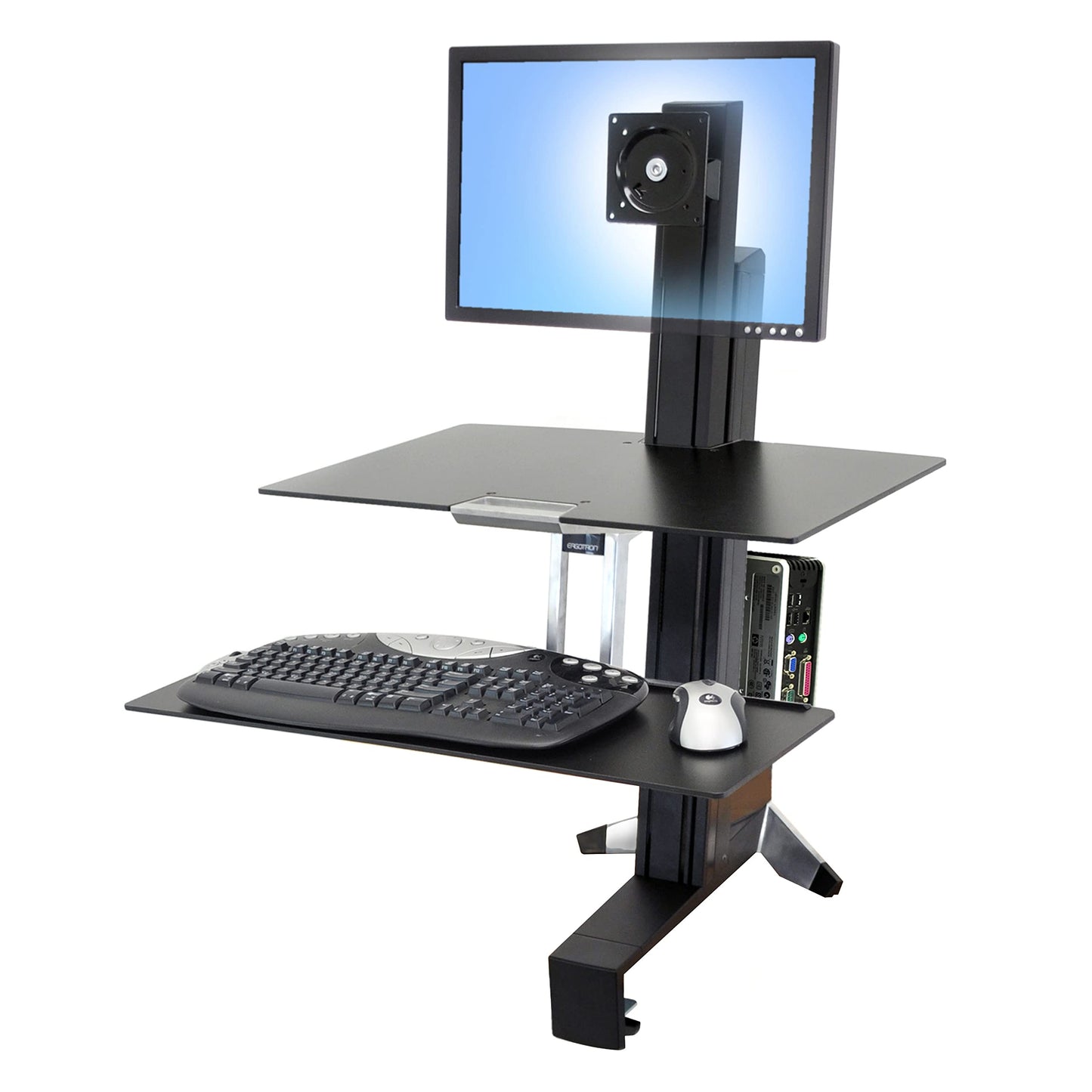 Ergotron – WorkFit-S LD Single Monitor Standing Desk Converter, Sit-Stand Workstation for Tabletops – 6 to 16 lbs, Black