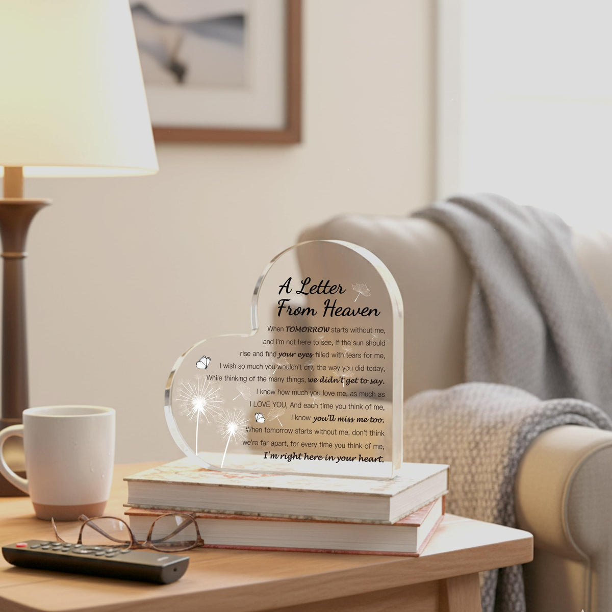 Christmas Sympathy Gifts, A Letter from Heaven, Memorial Gift, Bereavement Gifts with Remembrance Condolence for Loss of Father Mother Husband Lover Grieving Keepsake Plaque Decor for Family Members
